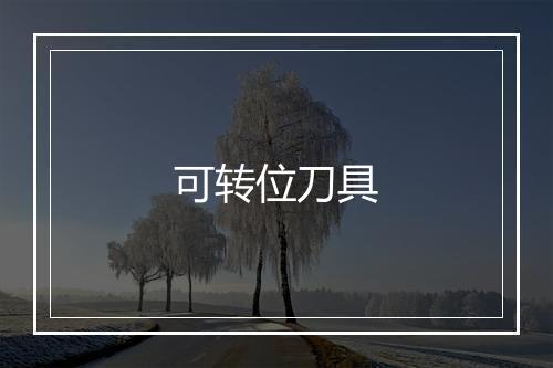 可转位刀具