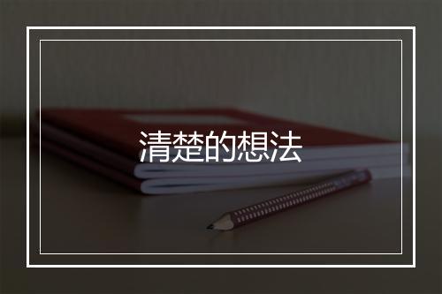 清楚的想法