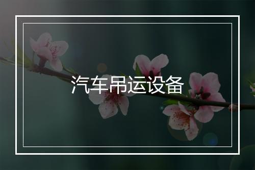 汽车吊运设备