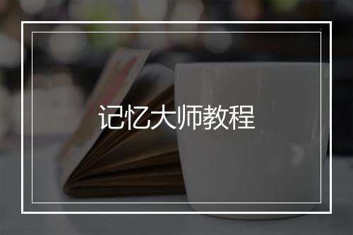 记忆大师教程