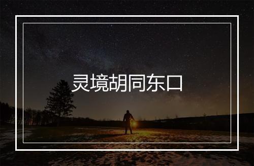 灵境胡同东口