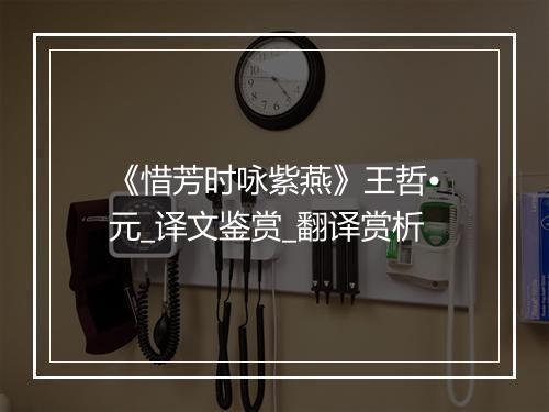 《惜芳时咏紫燕》王哲•元_译文鉴赏_翻译赏析