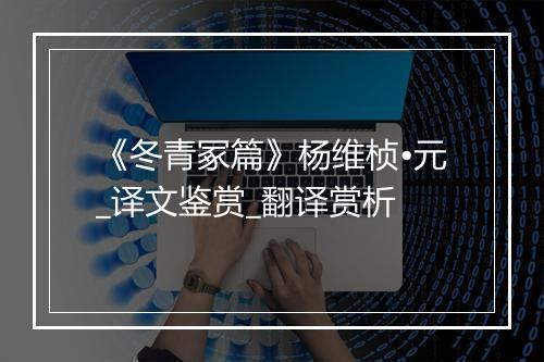 《冬青冢篇》杨维桢•元_译文鉴赏_翻译赏析