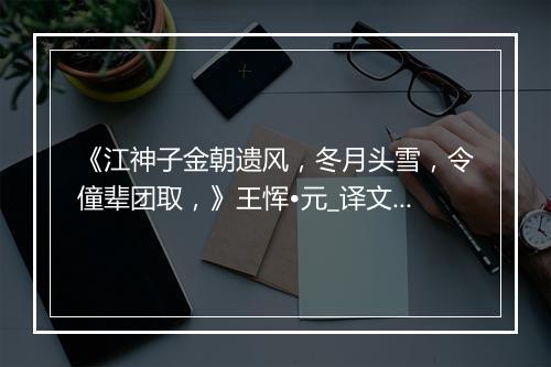 《江神子金朝遗风，冬月头雪，令僮辈团取，》王恽•元_译文鉴赏_翻译赏析