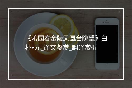 《沁园春金陵凤凰台眺望》白朴•元_译文鉴赏_翻译赏析