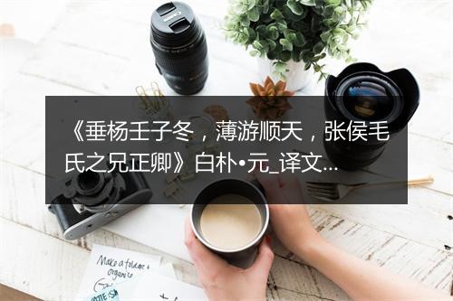 《垂杨壬子冬，薄游顺天，张侯毛氏之兄正卿》白朴•元_译文鉴赏_翻译赏析