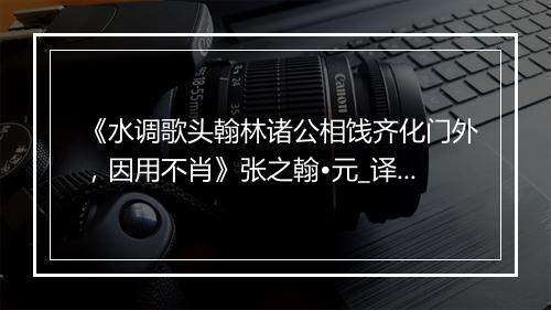 《水调歌头翰林诸公相饯齐化门外，因用不肖》张之翰•元_译文鉴赏_翻译赏析