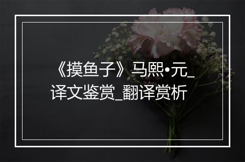 《摸鱼子》马熙•元_译文鉴赏_翻译赏析