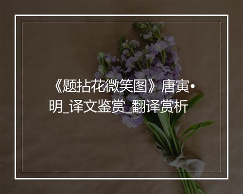 《题拈花微笑图》唐寅•明_译文鉴赏_翻译赏析