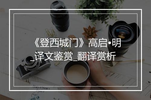 《登西城门》高启•明_译文鉴赏_翻译赏析