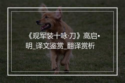 《观军装十咏·刀》高启•明_译文鉴赏_翻译赏析