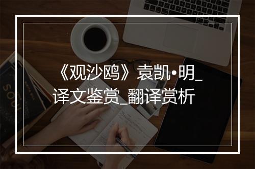 《观沙鸥》袁凯•明_译文鉴赏_翻译赏析