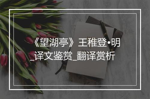 《望湖亭》王稚登•明_译文鉴赏_翻译赏析