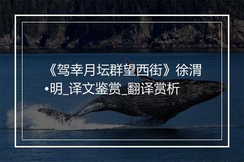 《驾幸月坛群望西街》徐渭•明_译文鉴赏_翻译赏析