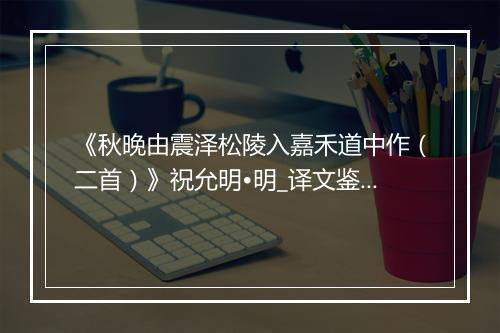 《秋晚由震泽松陵入嘉禾道中作（二首）》祝允明•明_译文鉴赏_翻译赏析