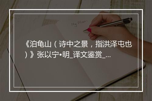 《泊龟山（诗中之景，指洪泽屯也）》张以宁•明_译文鉴赏_翻译赏析