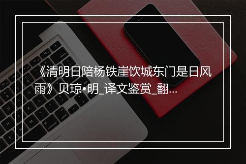 《清明日陪杨铁崖饮城东门是日风雨》贝琼•明_译文鉴赏_翻译赏析