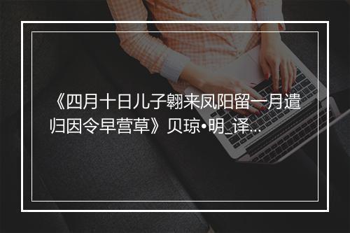 《四月十日儿子翱来凤阳留一月遣归因令早营草》贝琼•明_译文鉴赏_翻译赏析