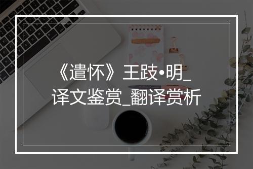 《遣怀》王跂•明_译文鉴赏_翻译赏析