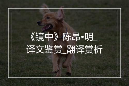 《镜中》陈昂•明_译文鉴赏_翻译赏析