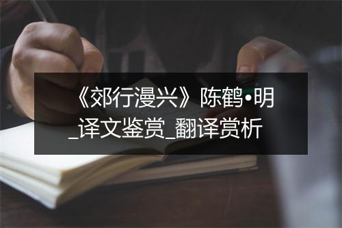 《郊行漫兴》陈鹤•明_译文鉴赏_翻译赏析