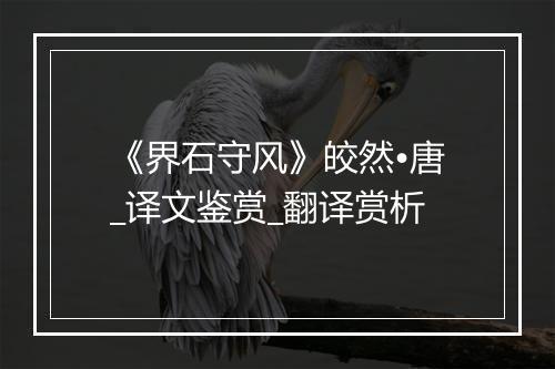 《界石守风》皎然•唐_译文鉴赏_翻译赏析