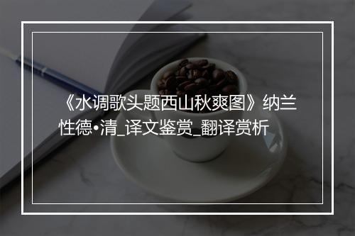 《水调歌头题西山秋爽图》纳兰性德•清_译文鉴赏_翻译赏析