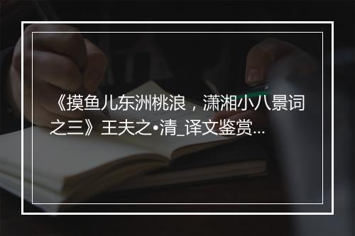 《摸鱼儿东洲桃浪，潇湘小八景词之三》王夫之•清_译文鉴赏_翻译赏析