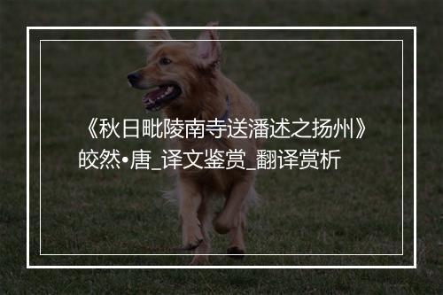 《秋日毗陵南寺送潘述之扬州》皎然•唐_译文鉴赏_翻译赏析