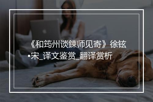 《和筠州谈鍊师见寄》徐铉•宋_译文鉴赏_翻译赏析