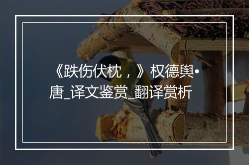 《跌伤伏枕，》权德舆•唐_译文鉴赏_翻译赏析