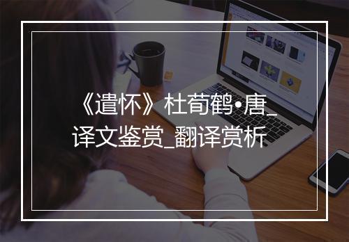 《遣怀》杜荀鹤•唐_译文鉴赏_翻译赏析