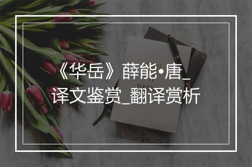 《华岳》薛能•唐_译文鉴赏_翻译赏析