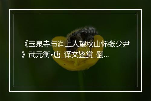 《玉泉寺与润上人望秋山怀张少尹》武元衡•唐_译文鉴赏_翻译赏析