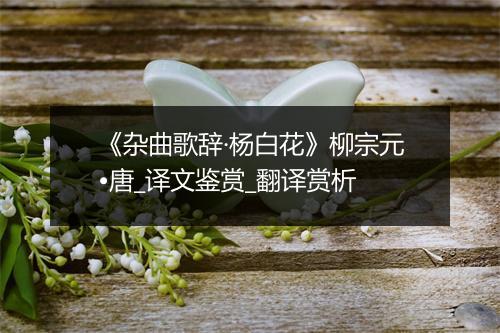 《杂曲歌辞·杨白花》柳宗元•唐_译文鉴赏_翻译赏析