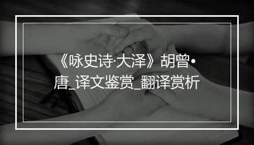 《咏史诗·大泽》胡曾•唐_译文鉴赏_翻译赏析