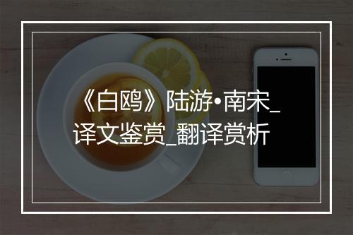 《白鸥》陆游•南宋_译文鉴赏_翻译赏析