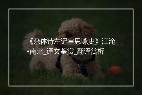 《杂体诗左记室思咏史》江淹•南北_译文鉴赏_翻译赏析