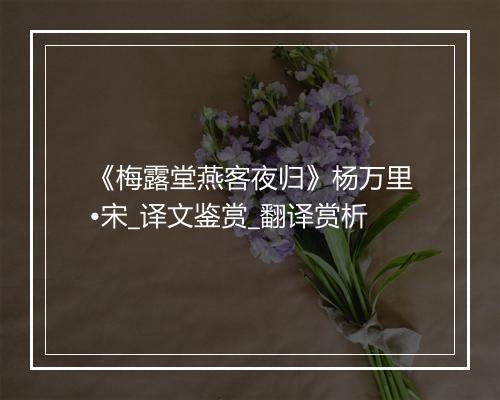 《梅露堂燕客夜归》杨万里•宋_译文鉴赏_翻译赏析