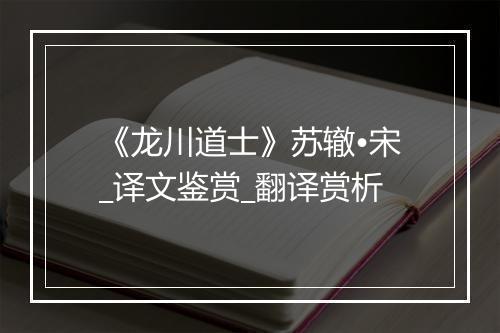 《龙川道士》苏辙•宋_译文鉴赏_翻译赏析