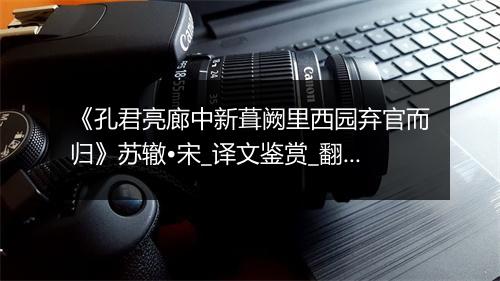 《孔君亮廊中新葺阙里西园弃官而归》苏辙•宋_译文鉴赏_翻译赏析