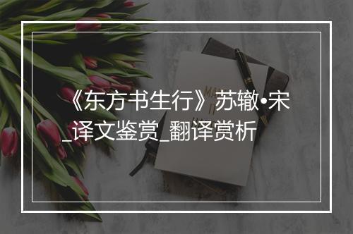 《东方书生行》苏辙•宋_译文鉴赏_翻译赏析