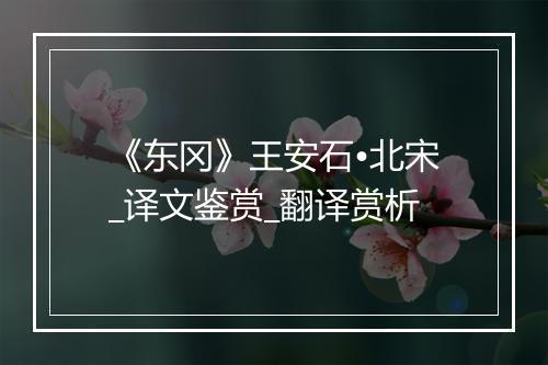 《东冈》王安石•北宋_译文鉴赏_翻译赏析