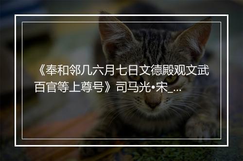 《奉和邻几六月七日文德殿观文武百官等上尊号》司马光•宋_译文鉴赏_翻译赏析