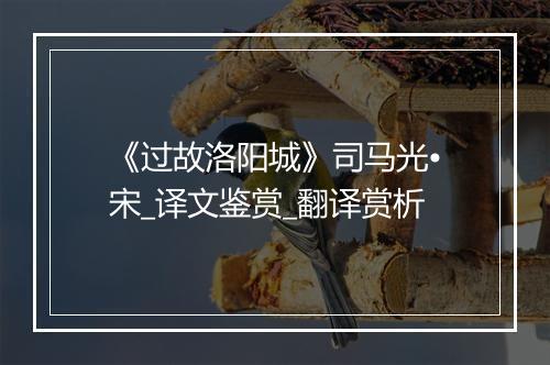 《过故洛阳城》司马光•宋_译文鉴赏_翻译赏析