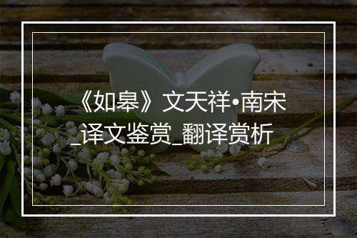 《如皋》文天祥•南宋_译文鉴赏_翻译赏析