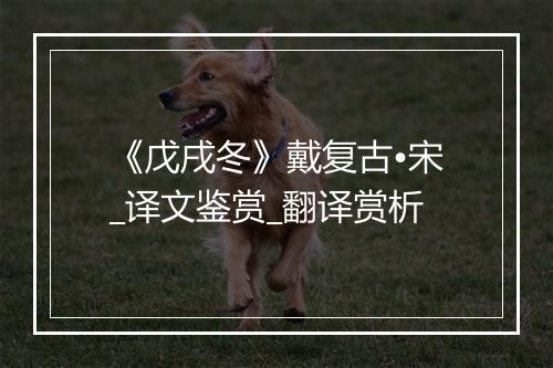 《戊戌冬》戴复古•宋_译文鉴赏_翻译赏析