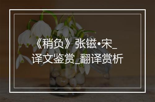 《稍负》张镃•宋_译文鉴赏_翻译赏析