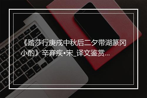 《踏莎行庚戌中秋后二夕带湖篆冈小酌》辛弃疾•宋_译文鉴赏_翻译赏析