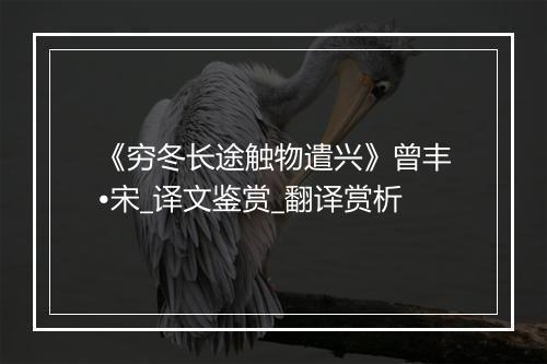 《穷冬长途触物遣兴》曾丰•宋_译文鉴赏_翻译赏析